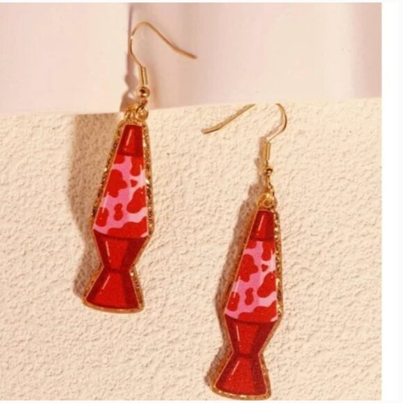 ❤️ FREE Lava Lamp Disco Retro Hippie Hipster Chic Glam Drop Artsy Hip Earrings - Picture 1 of 10